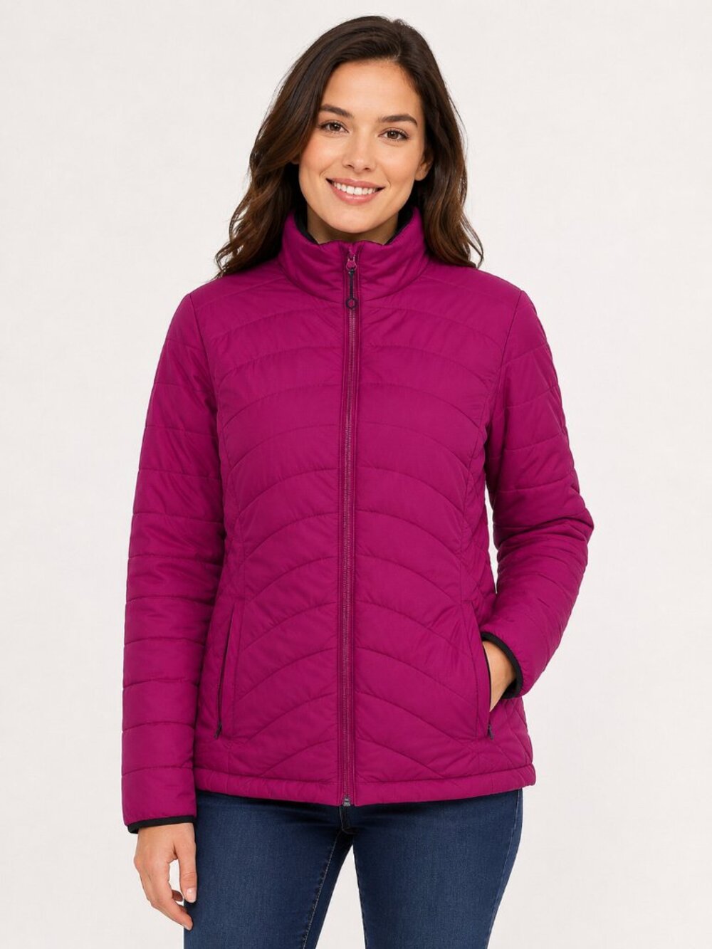 Lands End Women's Jacket Pink Quilted Puffer Size S. EXCELLENT COND.